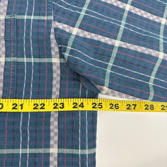 REI Shirt Men L Tall Heavy Cotton Plaid Long Sleeve Blue Outdoor Vintage 90s - Picture 4 of 9